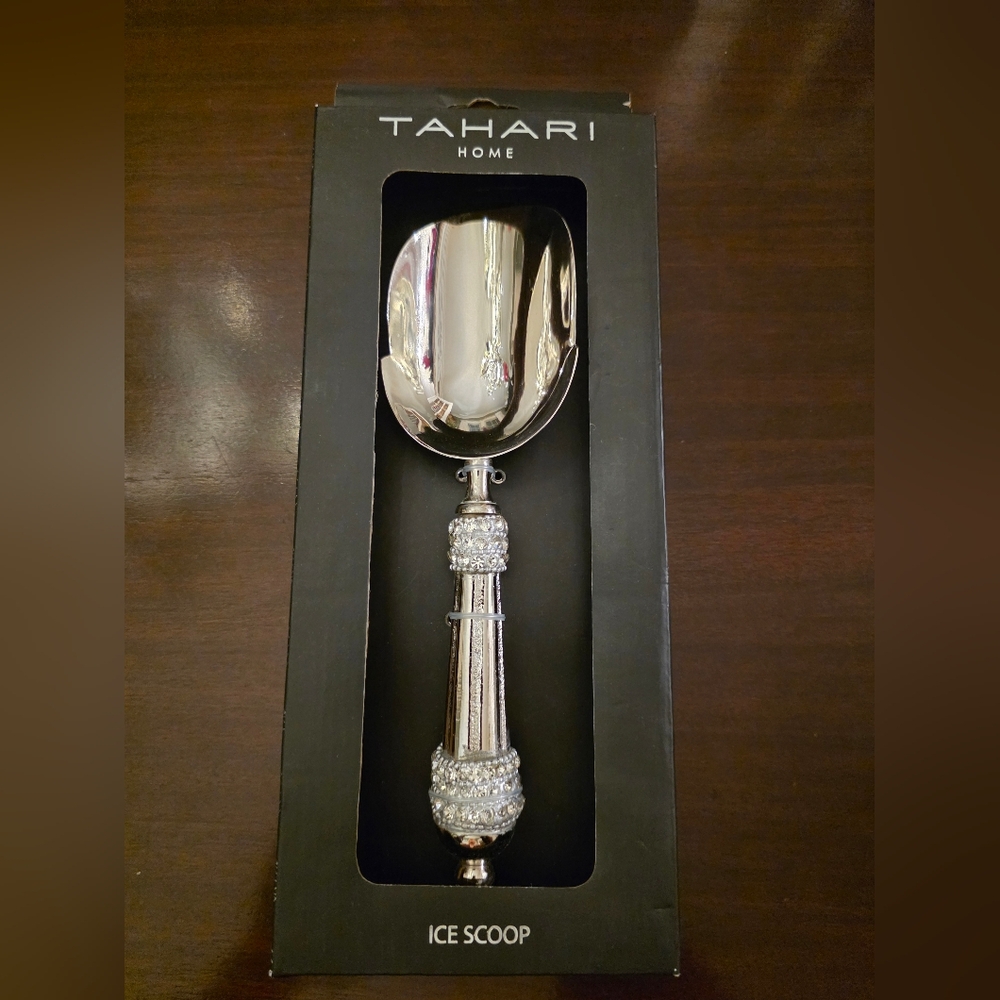 Tahari Home Silver and Crystal Ice Scoop